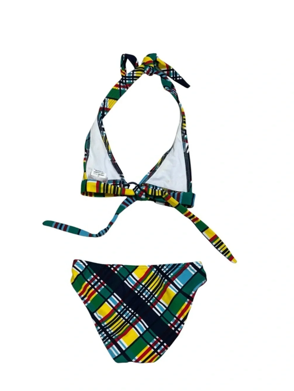 SHOSHANNA KIDS PLAID RING HALTER BIKINI Baby Girl Tropical Plaid Swim set.